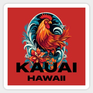 Kauai Hawaii - Rooster (with Black Lettering) Sticker